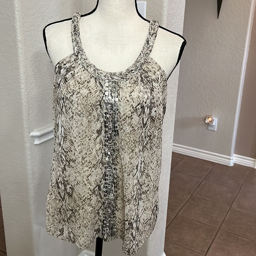INC International Concepts mesh semi sheer top Size M